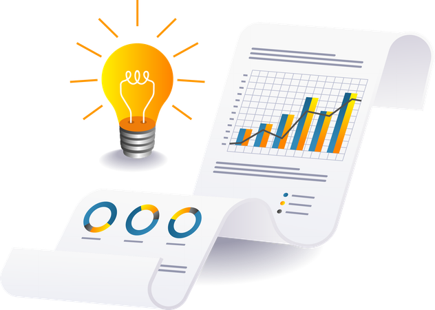 Paper with business data idea graph  Illustration