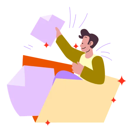 This Illustration Captures A Person Managing Essential Financial Paperwork A Fundamental Aspect Of Thorough Financial Planning And Investment Illustration