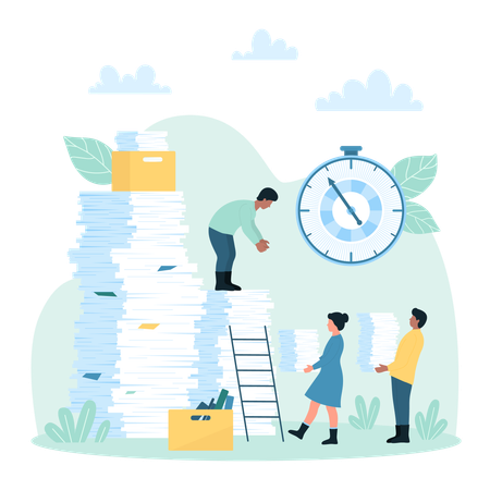 Paperwork organization in office work  Illustration