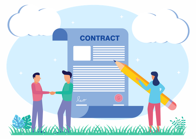 Papier de contrat commercial  Illustration