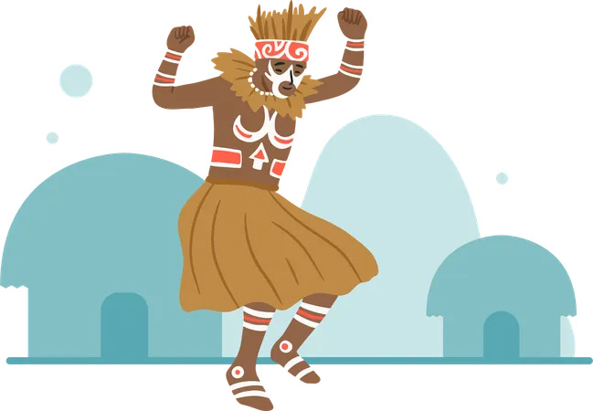 Dança tradicional de papua da Indonésia  Ilustração