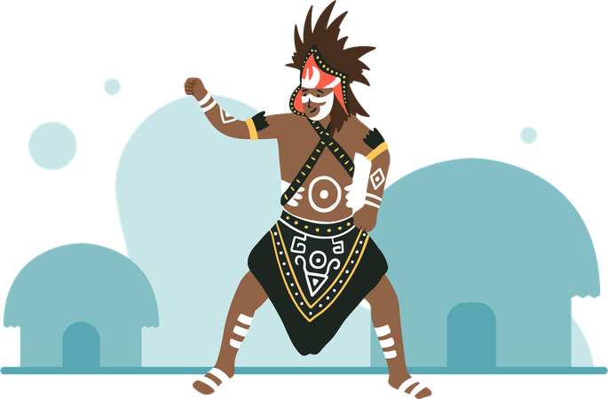Papua traditional dance from indonesia  イラスト