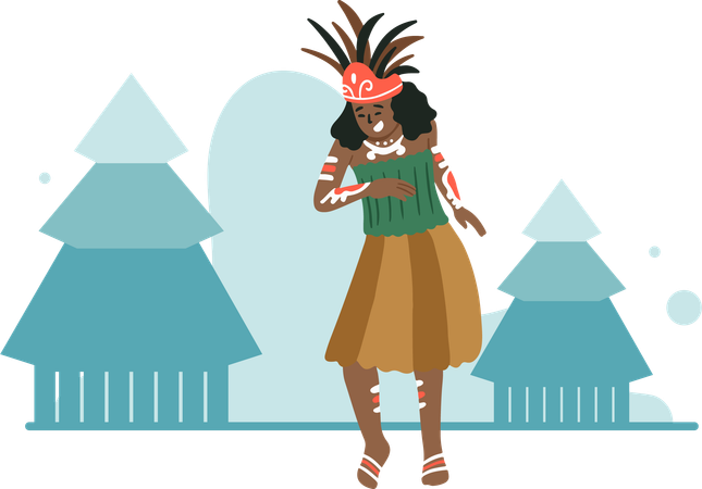 Papua traditional dance from indonesia  Illustration