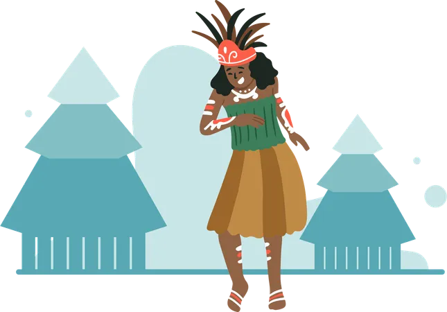 Papua traditional dance from indonesia  イラスト