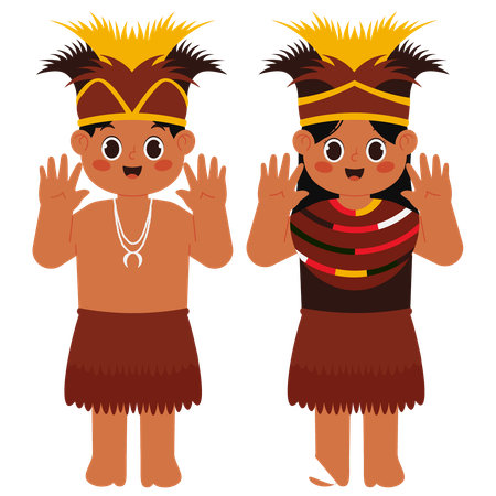 Papuan Traditional Clothing  Illustration