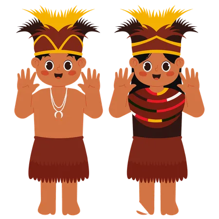 Papuan Traditional Clothing  Illustration