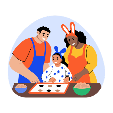 Cuisine familiale de Pâques ensemble  Illustration