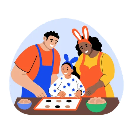 Cuisine familiale de Pâques ensemble  Illustration