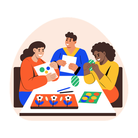 La famille de Pâques s'amuse  Illustration