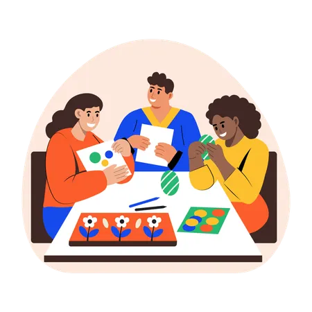 La famille de Pâques s'amuse  Illustration