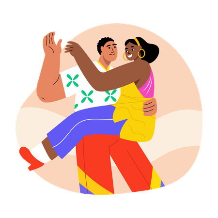 Par de dançarinos de salão dançando juntos  Ilustração