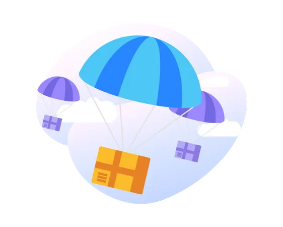 Parachute delivery Illustration