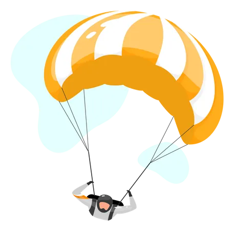 Parachuting Flat Vector Illustration Skydiving Experience Extreme Sports Active Lifestyle Outdoor Activities Sportsman Parachutist Isolated Cartoon Character On White Background Illustration