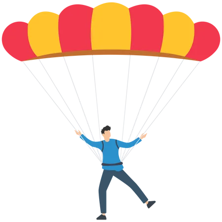 Parachutiste masculin avec parachute  Illustration