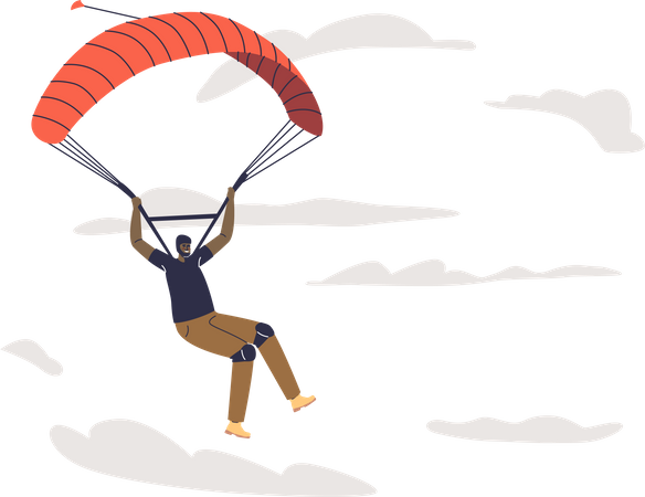 Paraglider jump with parachute  Illustration