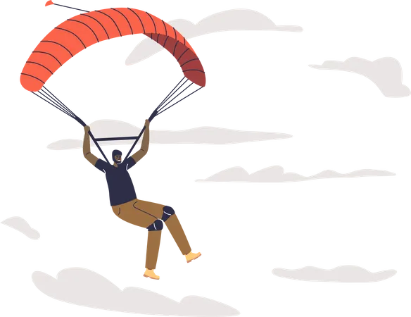 Paraglider jump with parachute  Illustration