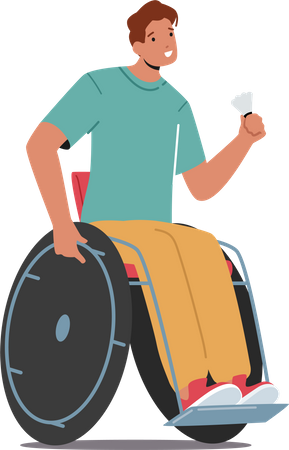 Paralympic Badminton Player Sitting on Wheelchair  Illustration