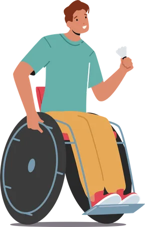 Paralympic Badminton Player Sitting on Wheelchair Illustration
