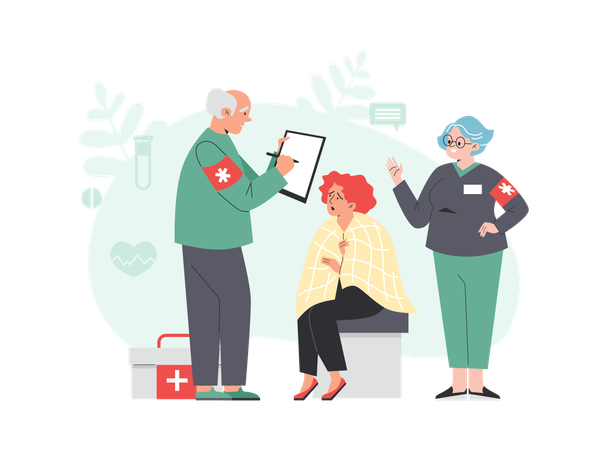 Paramedic provides ambulance to a patient  Illustration