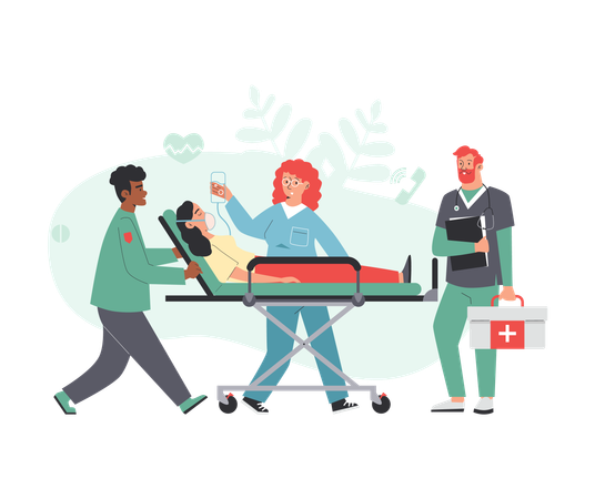 Paramedics deliver seriously ill patient to hospital  Illustration