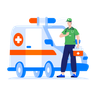 illustration standing near ambulance