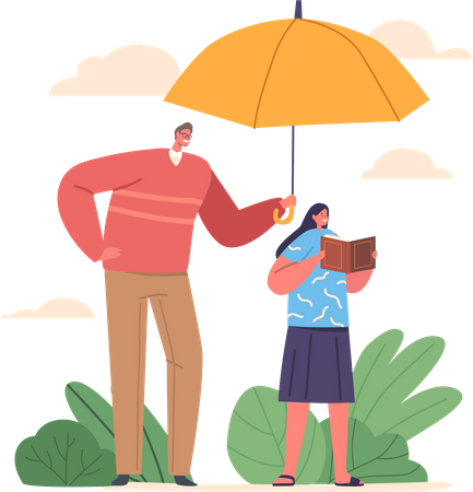 Parapluie familial protecteur  Illustration