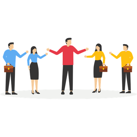 Parceiro separando duas equipes de negócios  Ilustração
