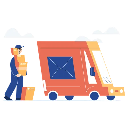 A Package Or Parcel Being Transported Illustrating The Process Of Sending Or Receiving Goods Or Items Illustration