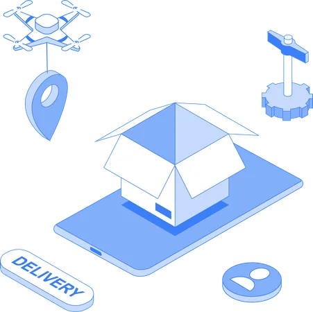 Parcel delivery at delivery location  Illustration