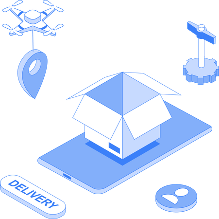 Parcel delivery at delivery location  Illustration