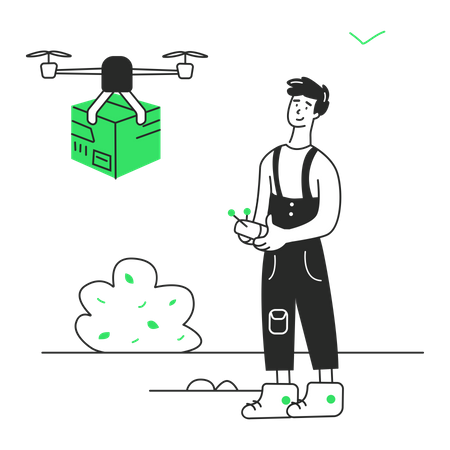 Parcel delivery by drone Illustration