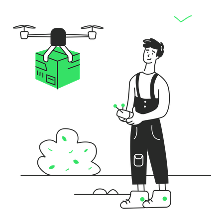 Parcel delivery by drone  Illustration