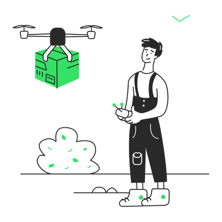 Parcel delivery by drone  Illustration