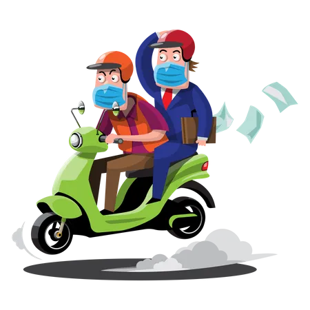 Parcel delivery during covid Illustration
