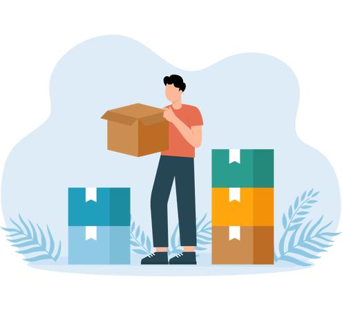 Parcel Delivery management done by employee  Illustration