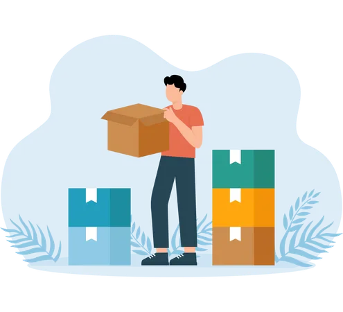 Parcel Delivery management done by employee  Illustration