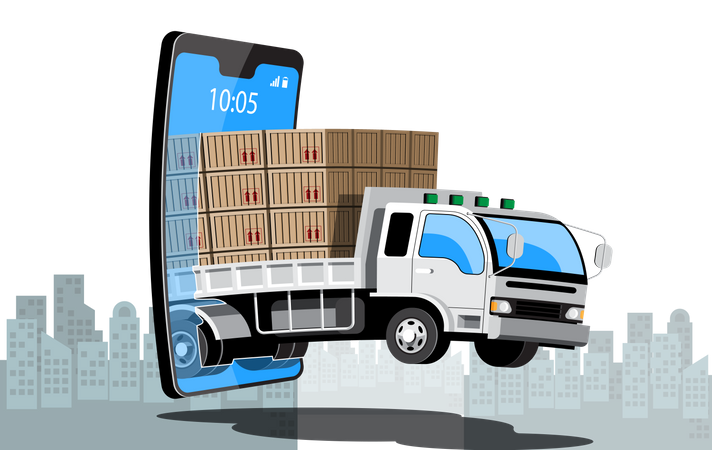 Parcel delivery Truck Illustration