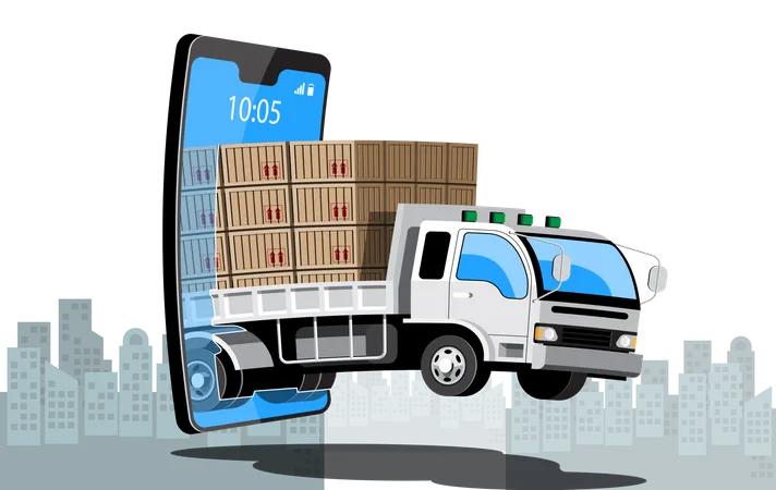 Parcel delivery Truck Illustration