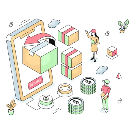 Parcel returned b y woman  Illustration