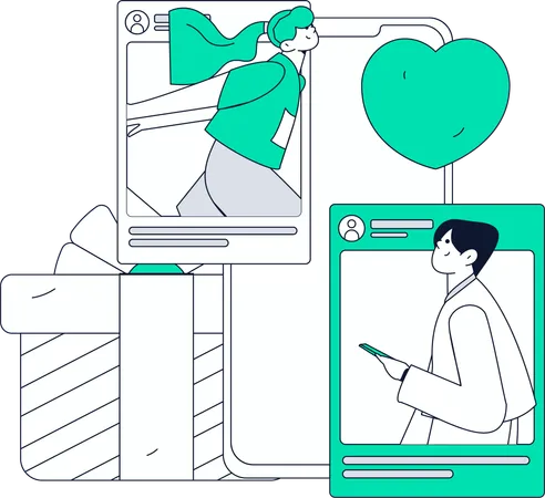 Paar chattet über Dating-App  Illustration