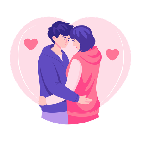 Pareja abrazándose  Ilustración