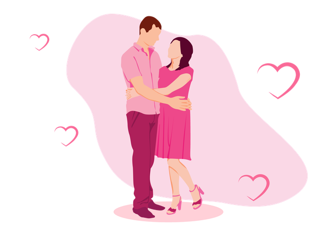 Pareja abrazándose  Ilustración