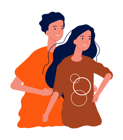 Pareja abrazándose  Ilustración
