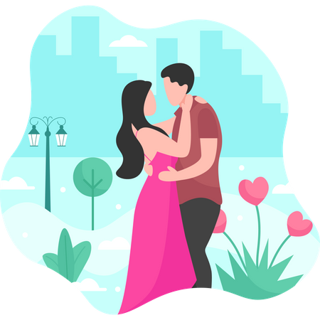 Pareja abrazándose en el día de san valentín  Ilustración