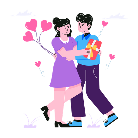 Pareja abrazándose en el día de san valentín  Ilustración