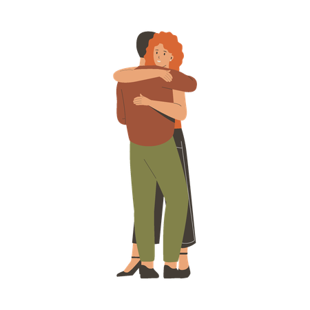 Pareja abrazándose  Ilustración