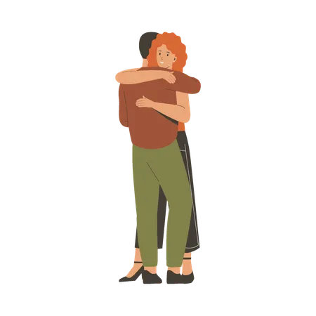 Pareja abrazándose  Ilustración