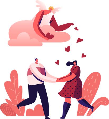Pareja amorosa teniendo citas  Ilustración