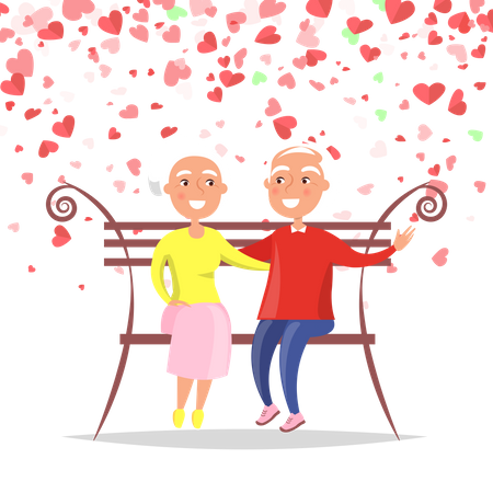 Amor de pareja de ancianos  Ilustración