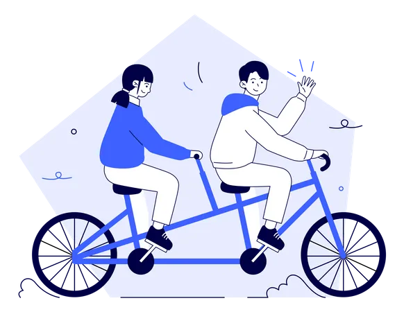 Pareja andando en bicicleta  Ilustración